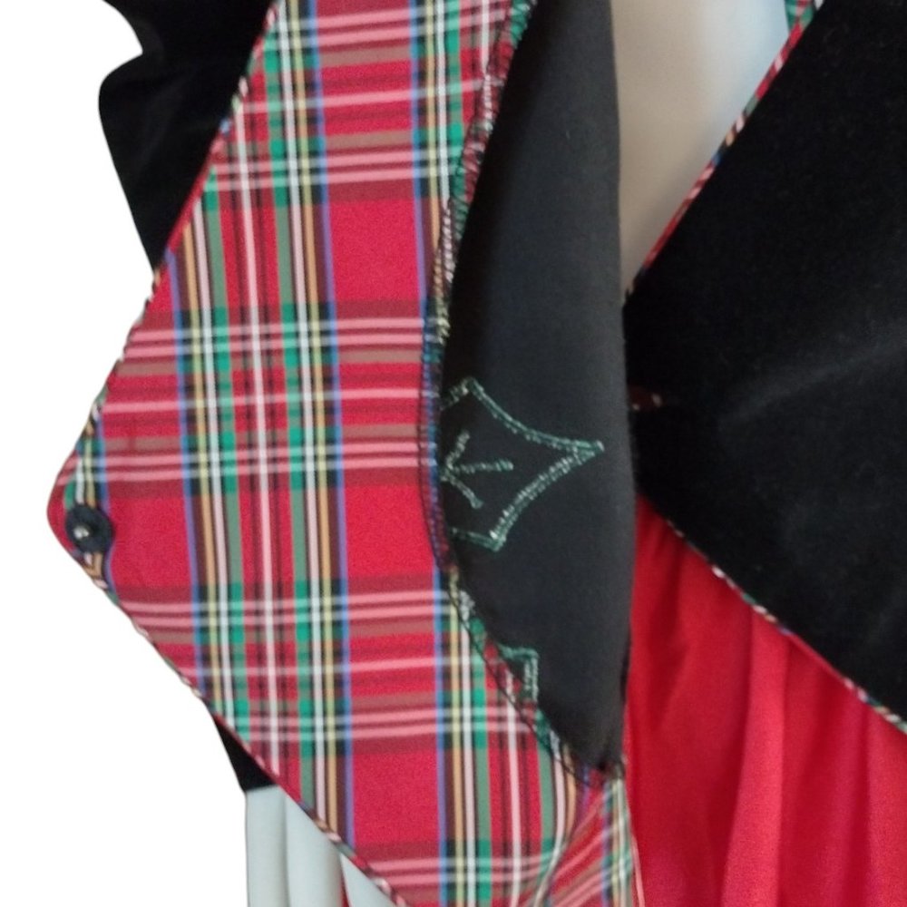 80s Does 40s Style Cotton Velvet / Velveteen Holly Applique Blazer - Picture 11 of 13